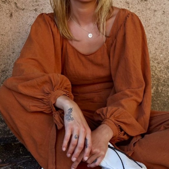 NEW Free People‎ Linen Josie Jumpsuit Size 8 - Picture 2 of 10